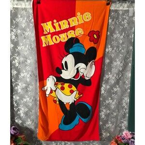 Vintage Minnie Mouse Beach Towel 90s Retro Disney Vibrant Colorful Nostalgia